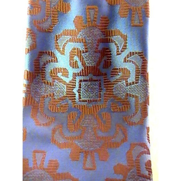 Vintage Carson Pirie Scott Men's Silk Tie Necktie Blue Brown Embroidered Floral - Picture 3 of 3